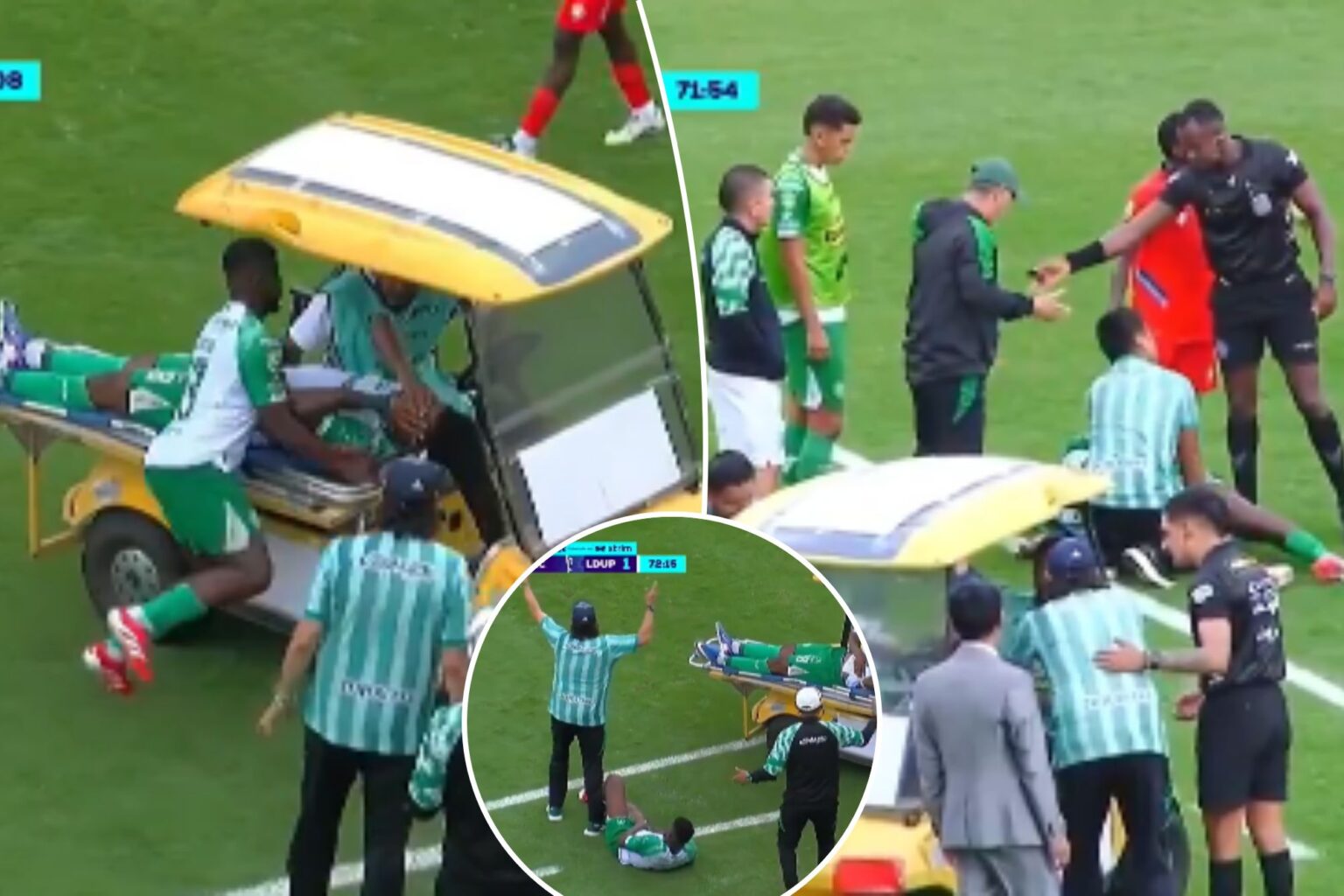 Jogador equatoriano bate em maca com companheiro lesionado durante partida